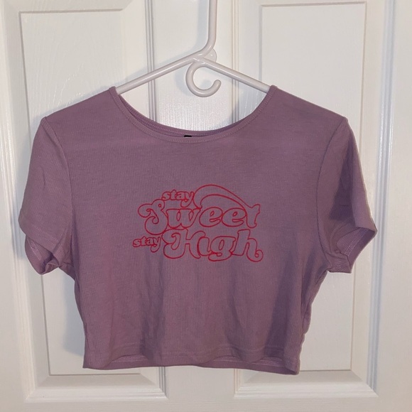 STAY SWEET STAY HIGH Ribbed Crop Top Size Large - Picture 3 of 4
